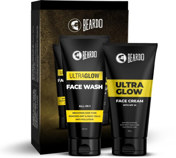 Beardo Ultraglow Facewash (50ml) & Face Cream (60gm) Facewash that Enhances & Balances Skin Tone Aloe Vera, Vitamin E | Ultraglow Facewash & Face Cream - Fast Shipping to USA & Canada