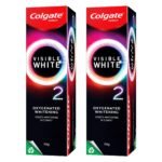 Colgate Visible White O2, Teeth Whitening Toothpaste (50g) for noticeably whiter teeth starting in 3 days. Peppermint Sparkle with Active Technology, Enamel Safe Teeth Whitening (Pack of 2) - Fast Shipping to USA & Canada