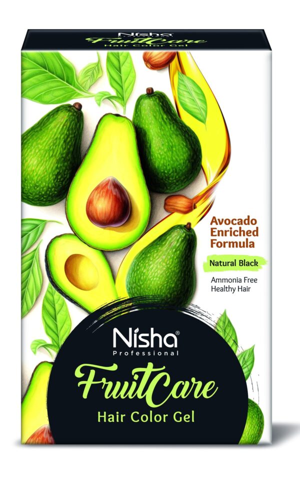 Nisha Fruit Care No-Ammonia Permanent Hair Colour Gel 1000ml, 100% Grey Coverage & Long Lasting, Natural Black Professional Gel Hair Color For Men & Women - Fast Shipping to USA & Canada