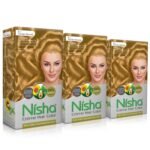 Nisha Cream Permanent Hair Color Long Lasting Fashion Highlights (60Gm+90Ml Each Pack) Golden Blonde (Pack Of 3) - Fast Shipping to USA & Canada