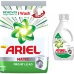 Ariel Matic Front Load Detergent Washing Powder - 2 kg & Ariel Matic Liquid Detergent, Front Load, 1 Litre, Pack Of 1 - Fast Shipping to USA & Canada