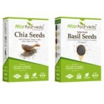 Attar Ayurveda Chia Seeds 500 Grams , Basil Seeds 500 Grams Combo Pack | 100% Natural, Preservative Free | Ideal for Weight Loss, Glowing Skin & Improved Hair Quality - Fast Shipping to USA & Canada