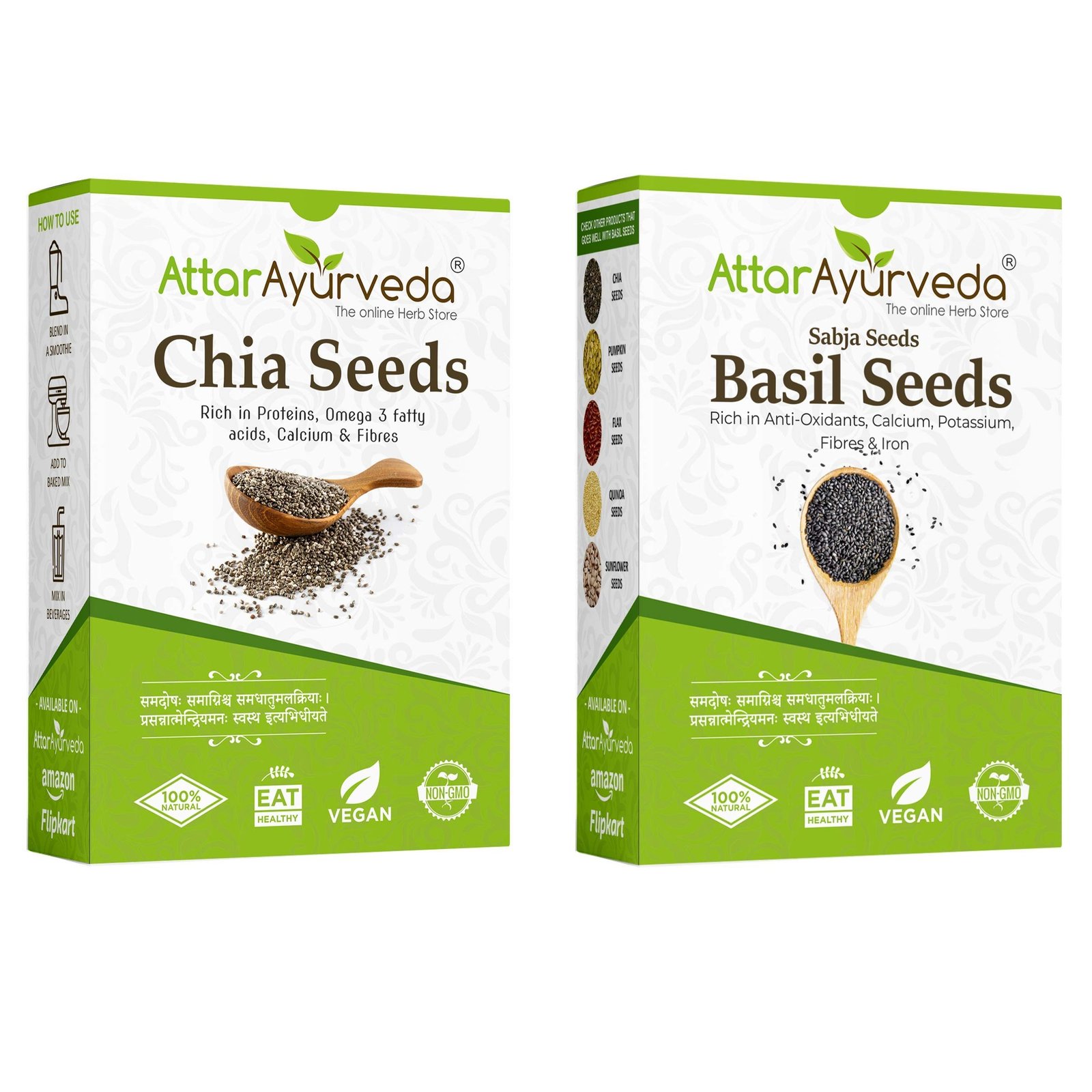 81WpfbGcSL.jpg Attar Ayurveda Chia Seeds 500 Grams , Basil Seeds 500 Grams Combo Pack | 100% Natural, Preservative Free | Ideal for Weight Loss, Glowing Skin & Improved Hair Quality - Fast Shipping to USA & Canada - Image 1