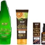 WOW Skin Science Caffeine Face Serum - Quick Absorbing - Oil Free - Anti-Aging& Science Brightening Vitamin C Face Wash&Science 99% Pure Aloe Vera Gel For Face,Skin&Hair - 150Ml - Fast Shipping to USA & Canada