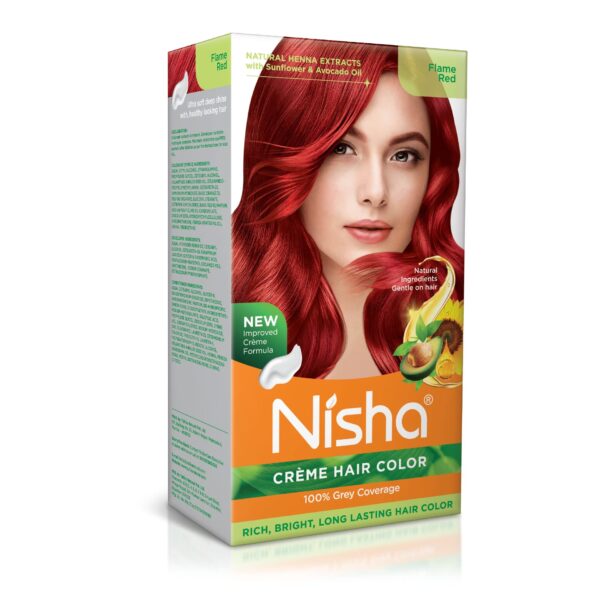 Nisha Cream Hair Color With The Benefits Of Natural Henna Extracts, Sunflower & Avocado Oil, Easy To Use Hair Color 150ml Pack of 1, Flame Red ? - Fast Shipping to USA & Canada