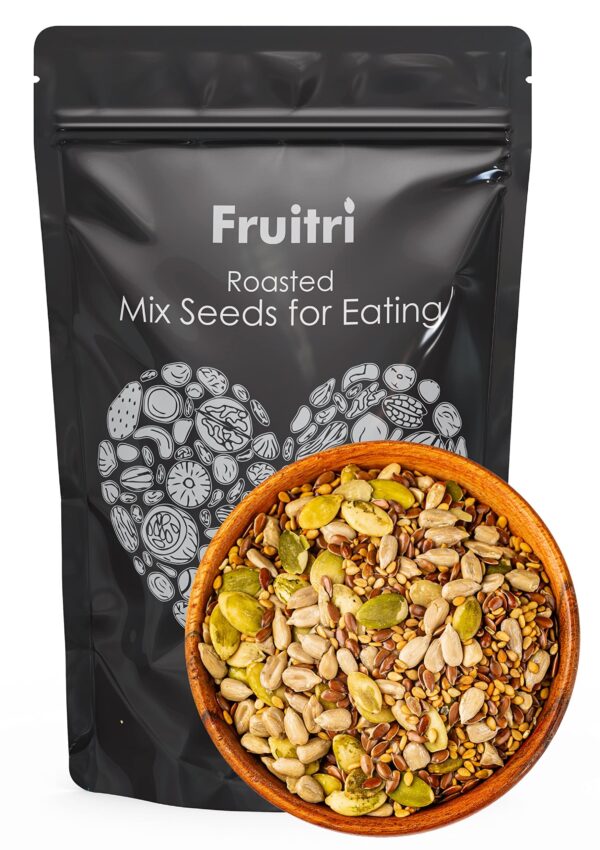 Fruitri Roasted Mix Seeds For Eating-1Kg,Healthy Snacks With Flax Seeds,Chia Seeds,Sunflower Seeds,Watermelon Seeds,Pumpkin Seeds,&Sesame Seeds-Roasted Seeds Mix For Eating,Mix Seeds Diet Snacks - Fast Shipping to USA & Canada