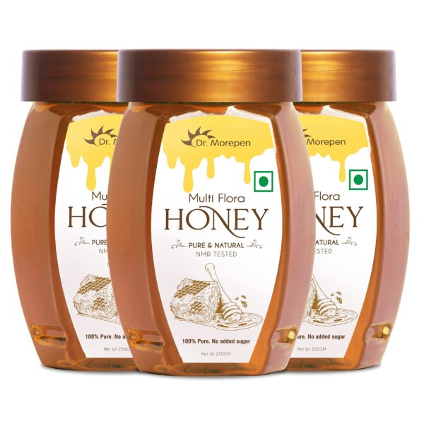 Dr. Morepen Dr Morepen Honey Multi Flora 250Gm - Pet Jar Pack Of 3 - Fast Shipping to USA & Canada