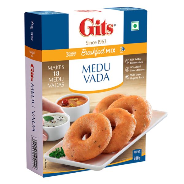 Gits Medu Vada Breakfast Mix, Makes 18 per Pack, Pure Veg, South Indian Breakfast Mix, 200g - Fast Shipping to USA & Canada
