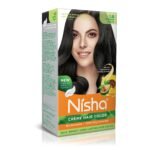 Nisha Cream Hair Color, Permanent Hair Colour Natural Black, Silky & Shiny 100% Grey Coverage Rich Bright Long Lasting Hair Colouring For Ultra Soft Deep Shine Hair Dye (Pack of 1) - Fast Shipping to USA & Canada
