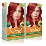 Nisha Cream hair color (120 ml/each) with Rich, Bright, Long Lasting Shine Hair Color NO AMMONIA Cream FORMULA smooth care for your precious hair! Flame Red (Pack of 2) Fast Shipping to USA & Canada