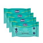 Chicco Soft Cleansing Wet Baby Wipes, Ideal for Nappy, Face and Hand, Dermatologically Tested, Paraben Free, Sticker Pack of 4 (72 Sheets per Pack) 288 pcs - Fast Shipping to USA & Canada