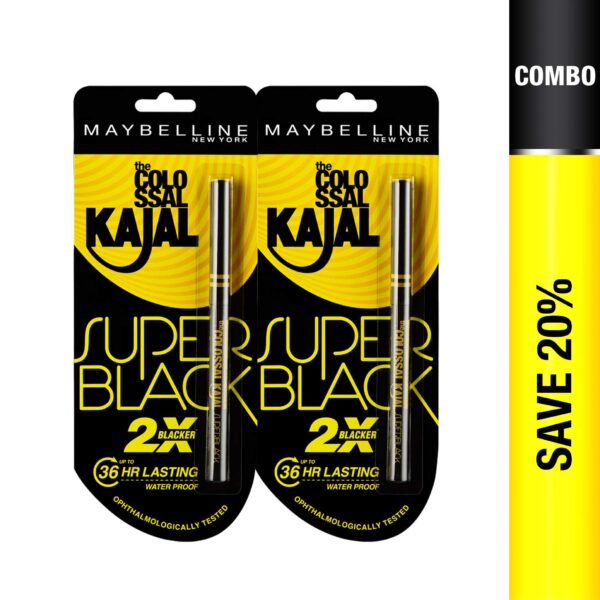 Maybelline New York Colossal Kajal, Super Black (Pack of 2 at 20% Off) - Fast Shipping to USA & Canada