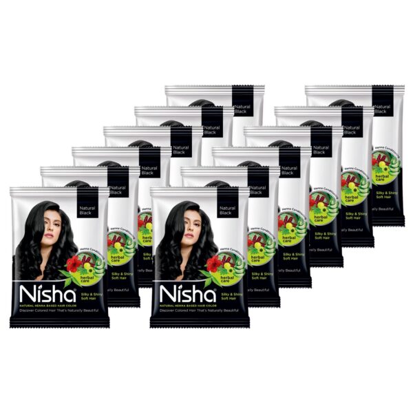 Nisha Natural Henna Powder For Hair Color, Natural Black Hair, Herbal Conditioning Hair Dye for Silky & Shiny Soft Hair Colour for Men & Women - Fast Shipping to USA & Canada