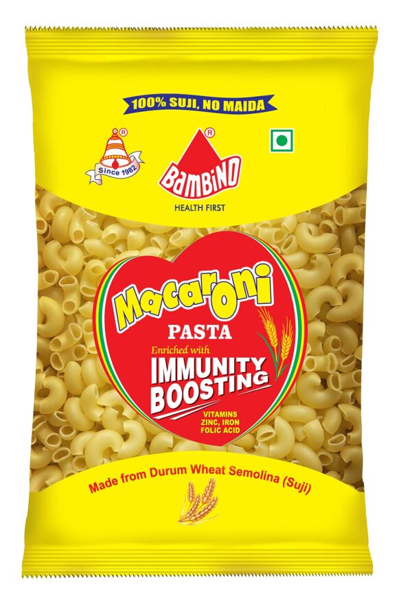 Bambino Vegetarian Pasta Macaroni Pep Drump wheat, 850 grams/ 900 grams Pouch (weight may vary) - Fast Shipping to USA & Canada