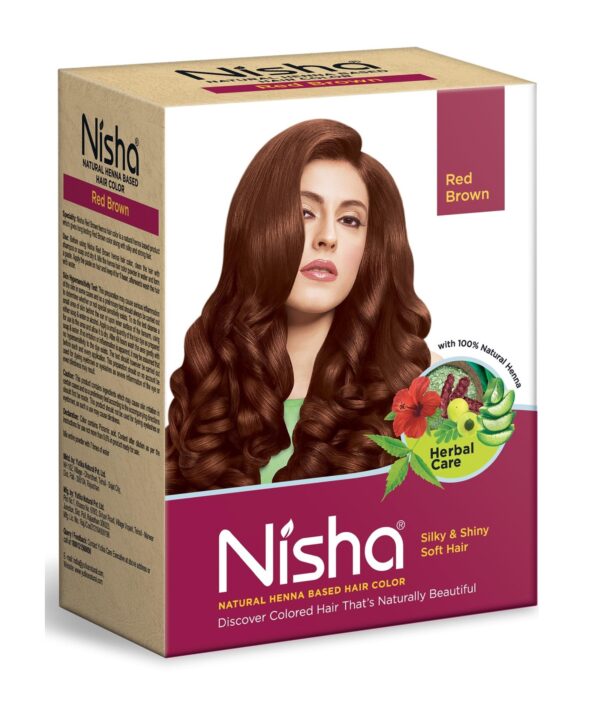 Nisha Henna Based Hair Color Red Brown 90g Pack of 1, Henna Powder Hair Color Dye Brown Hair Colour, No Ammonia, No PPD, Non Oxidative - Fast Shipping to USA & Canada