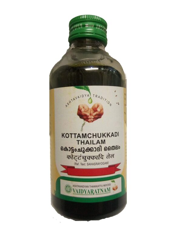 VAIDYARATNAM Kottamchukkadi Thailam with Free Pachan Methi, 200 ml