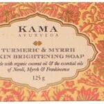 Kama Ayurveda Rose and Jasmine Face Cleanser with the Pure Essential Oils of Rose and Jasmine, 100ml & Kama Ayurveda Turmeric and Myrrh Skin Brightening Soap, 125g - Fast Shipping to USA & Canada