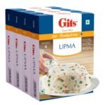 Gits Instant Upma Breakfast Mix, Pure Veg, 800g (Pack of 4 X 200g Each) - Fast Shipping to USA & Canada