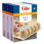 Gits Instant Rava Idli Breakfast Mix 1500g (Pack of 3, 500g Each), Pure Veg - Fast Shipping to USA & Canada