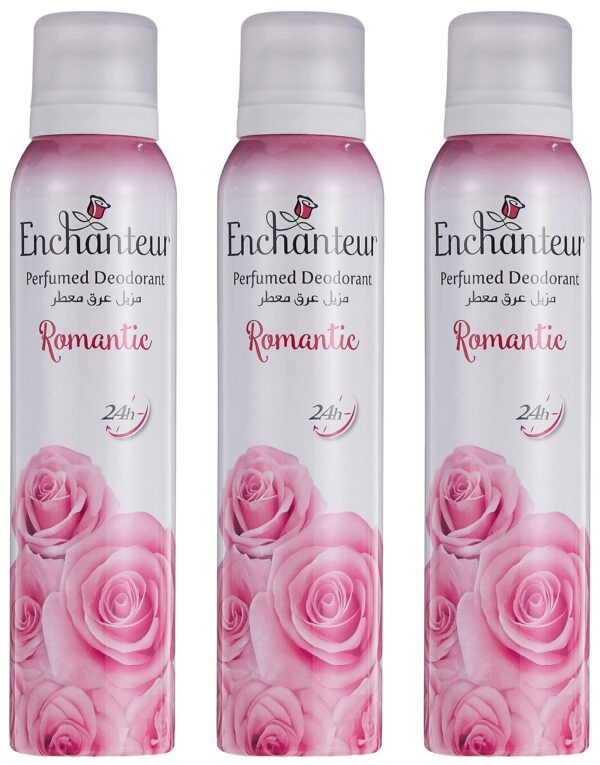Enchanteur Romantic Perfumed Deodorant Body Spray for Women | Ever Lasting | No Gas | Floral Freshness & Odour protection | 150ml (Pack of 3) - Fast Shipping to USA & Canada