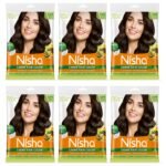 Nisha Cream Hair Color, Permanent Hair Colour Black Brown, Silky & Shiny 100% Grey Coverage Rich Bright Long Lasting Hair Colouring For Ultra Soft Deep Shine Hair Dye (Pack of 6) - Fast Shipping to USA & Canada