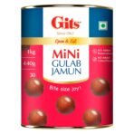 Gits Open & Eat Mini Gulab Jamun, 30 Pieces Per Can, Mouth-Watering Indian Mithai, 1Kg - Fast Shipping to USA & Canada