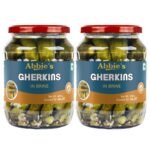 Abbie's Gherkins Big in Brine, 680g, Pack of 2 Ready to Eat | Zero Fat Crunchy Pickle | Perfect Topping for Pizza, Pasta, Sandwich, Burger, Salad , Snacks and More | - Fast Shipping to USA & Canada