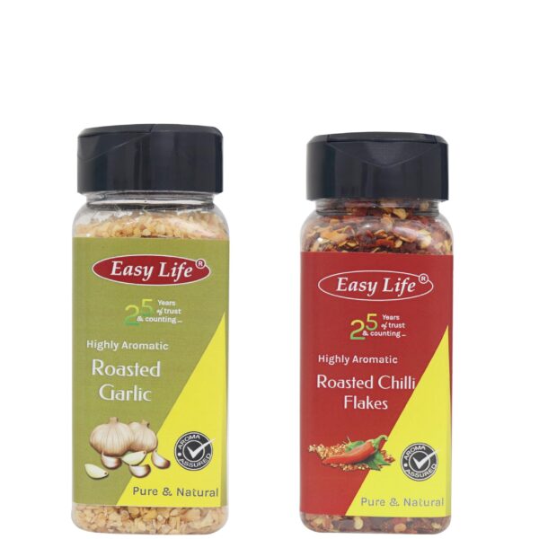 Easy Life Roasted Garlic 80g and Roasted Chilli Flakes 50g - Fast Shipping to USA & Canada