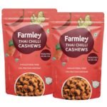 Farmley Premium Roasted Dry Nut Cashew Snacks Pack of 2, Each 160g | Rich in Protein | Crunchy & Delicious (Thai Chilli, 320g) - Fast Shipping to USA & Canada