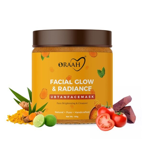 Oraah Facial Glow & Radiance Ubtan Facepack for Glowing Skin, Oil Control, Acne, Pimples, Detan, Blemishes, Pigmentation & Brightening - 100gm - Fast Shipping to USA & Canada