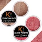 KINDED Loose Shimmer Makeup Foil Pigments Glitter Eyeshadow for Women Smokey Eyes Face Brow Bones Body Highlighter Metallic Beauty Shiny Dust Powder Pearls (Combo 3gm each, Bronze & Carrot Red) - Fast Shipping to USA & Canada