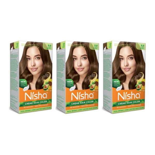 Nisha Creme Hair Color (Pack of 3, Light Brown) ? - Fast Shipping to USA & Canada