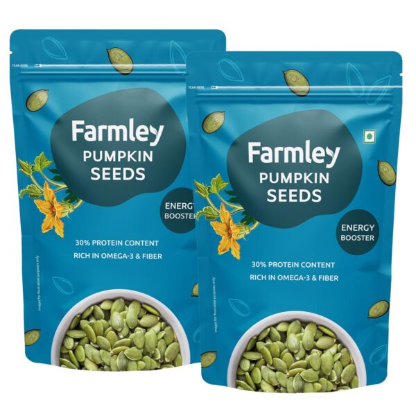 Farmley Pumpkin Seeds I 200g each | AAA Grade Pumpkin Seeds for eating | Immunity Booster and Fiber Rich (Pack of 2) - Fast Shipping to USA & Canada