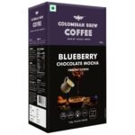 COLOMBIAN BREW COFFEE Blueberry Chocolate Mocha Instant Coffee Powder Box, No Sugar Vegan, 100 Grams - Fast Shipping to USA & Canada