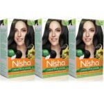 Nisha Cream Hair Color Natural Black 120g Pack of 3, Permanent Hair Color for Women & Men, Black Hair Colour - Fast Shipping to USA & Canada