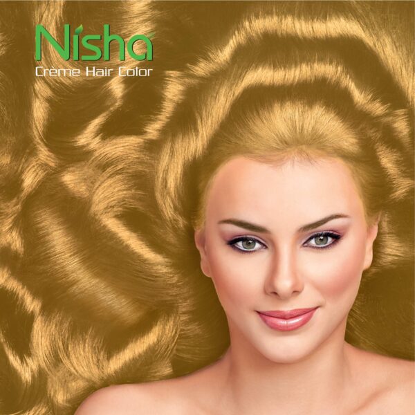 Nisha Cream Hair Color Rich Bright Long Lasting Hair Colouring For Ultra Soft Deep Shine 100% Grey Coverage Conditioning With Natural Herbs Golden Blonde (Pack of 1) - Fast Shipping to USA & Canada