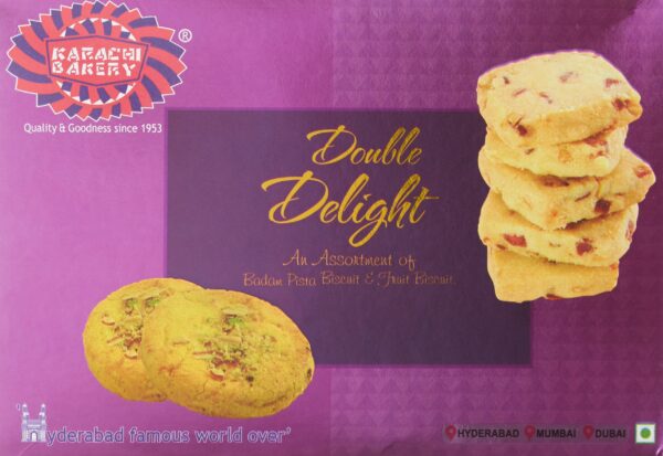 Karachi Bakery Double Delight Fruit Biscuit with Badam and Pista, 400g - Fast Shipping to USA & Canada