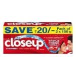 Closeup Everfresh+ Anti-Germ Gel Toothpaste Red Hot, Save Rs. 20, 2x150 g - Fast Shipping to USA & Canada