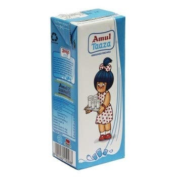 Amul Taaza Homogenized Toned Milk, 200ml (Pack of 11) - Fast Shipping to USA & Canada