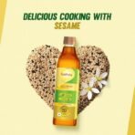 Saffola Cold Pressed Sesame Oil | 100% Cold Pressed Sesame Seed Oil | Helps Lower Cholesterol, Goodness of Omega 6 & Authentic Seed Flavour | 1L Pet Bottle - Fast Shipping to USA & Canada - Image 5