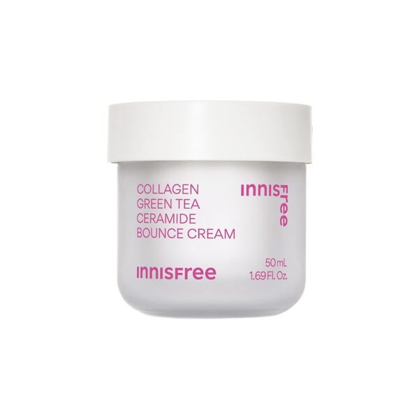Innisfree Collagen Green Tea Ceramide Bounce Cream 1.7 fl oz (50 ml) for Plump Skin, Korean Skincare Cream - Fast Shipping to USA & Canada