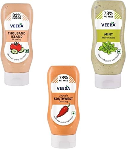 VEEBA MINT MAYONNAISES+CHIPOTLE SOUTHWEST DRESSING +THOUSAND ISLAND DRESSING (PACK OF 3*) 0.9 kg (Pack of 3) - Fast Shipping to USA & Canada