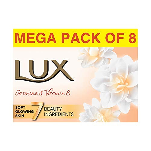 Lux Jasmine & Vitamin E Beauty Soap Bar For Glowing Skin Combo Offer Pack 8x150 g - Fast Shipping to USA & Canada