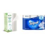 Beco Reusable Kitchen Towel Roll (20 Sheets) Natural & Organic Cleaning Bamboo Cloth Ecofriendly and BiodegradableSelpak Imported Paper Towel Kitchen Roll 3 Ply - 6 Rolls - Fast Shipping to USA & Canada - Image 2