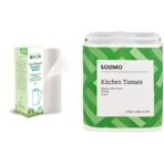 Beco Reusable Kitchen Towel Roll (20 Sheets) Natural & Organic Cleaning Bamboo Cloth Ecofriendly and BiodegradableAmazon Brand - Solimo 2 Ply Kitchen Tissue Paper Roll - 4 Rolls (60 Pulls Per Roll) - Fast Shipping to USA & Canada - Image 2