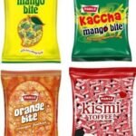 PARLE Kaccha Mango bite , Mango bite, kis mi and Orange bite Combo Pack 200 pc Sweet Toffee (4 x 100 Pieces) - Fast Shipping to USA & Canada