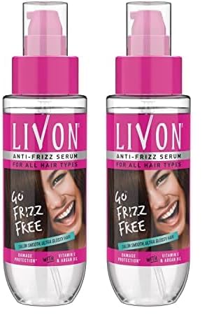 Livon Hair Serum, For Dry & Frizzy Hair | Provides shine, smoothness & damage protection| Leave in serum for women & Men| With Vitamin E & Argan Oil | 100ml Pack of 2 - Fast Shipping to USA & Canada