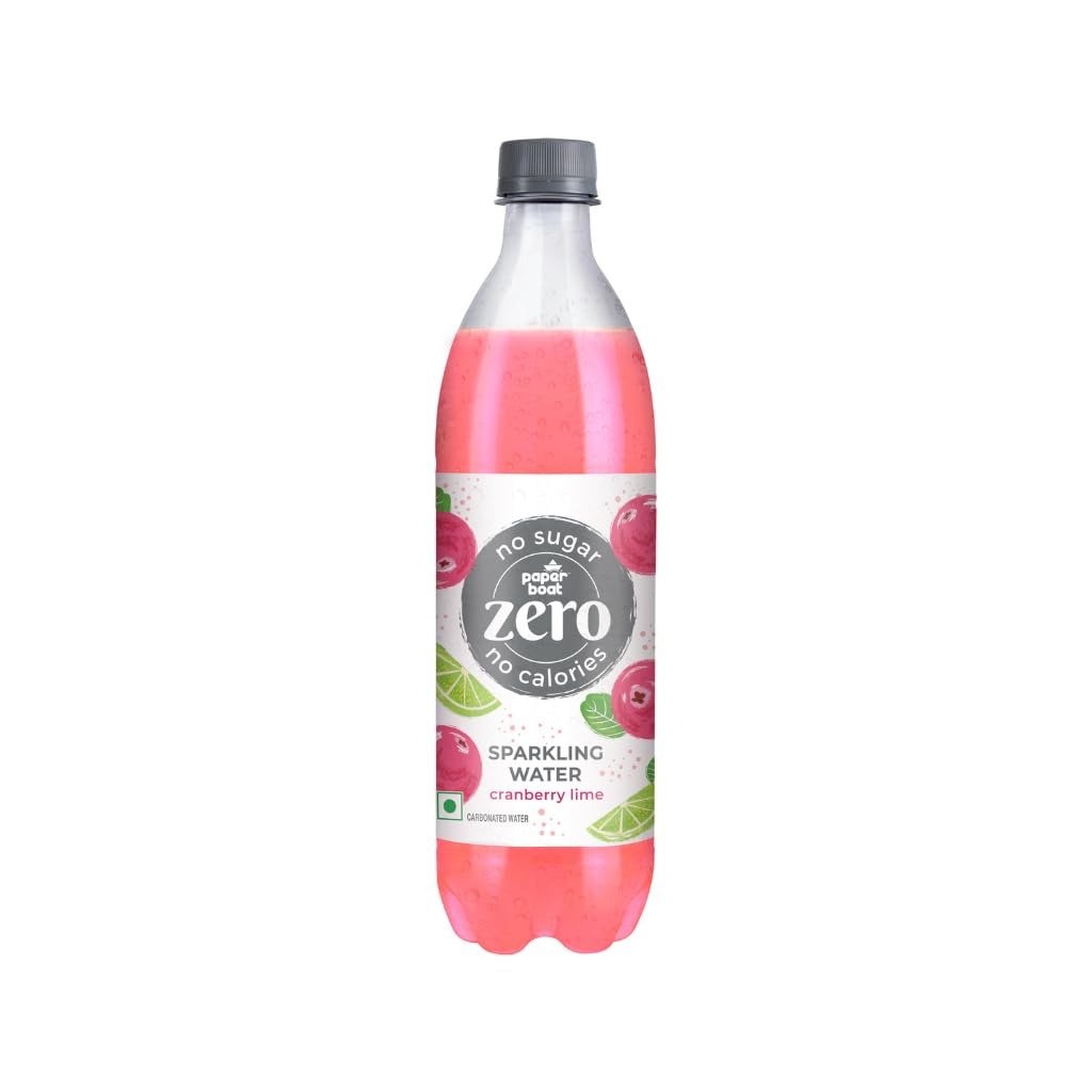 41jvvZNiZpL-1.jpg Paper Boat Zero Cranberry Lime Sparkling Water, 600 ml | Zero Sugar, Zero Calories | Sugar Free| Flavoured Carbonated Water | No Aspartame - Fast Shipping to USA & Canada - Image 1