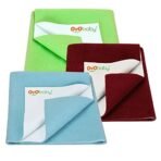 OYO BABY New Born Combo Crib Sheet for Daily use or Gifting (1 Large + 2 Small, Sea Blue + Salmon Rose + Light Green) (Small Combo Pack of 3, Blue + Marron + Light Green, 3) - Fast Shipping to USA & Canada - Image 2