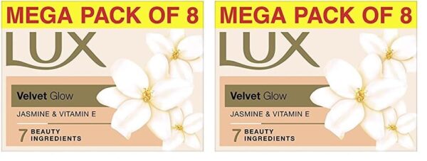 Lux Flaw-less Glow Bathing Soap (150gx8) infused with Vitamin C & E For Superior Glow Offer pack (Pack of 2) - Fast Shipping to USA & Canada